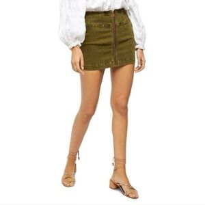 Free People We The Free Virgo Mini Skirt Women's Size 24/0 Cadet Green Denim